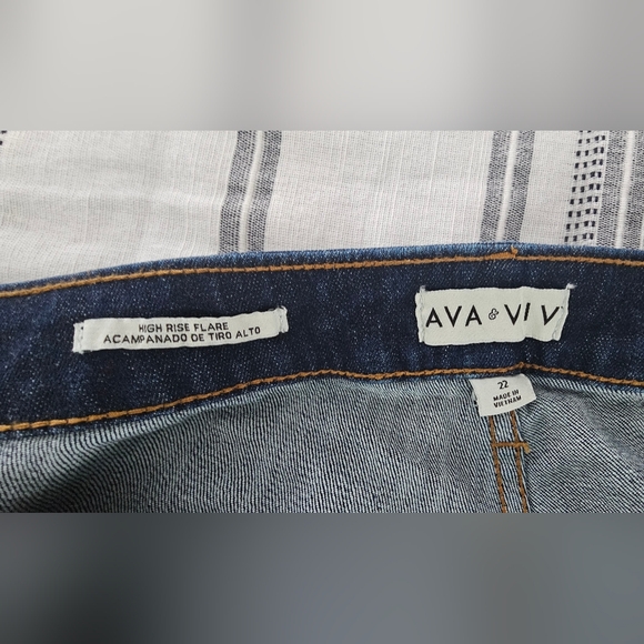 Ava & Viv Dark Blue High Rise Flare Jeans - Picture 3 of 3